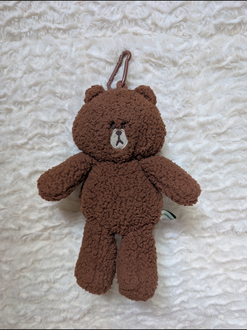 LINE FRIENDS Brown Plush Bear Keychain Mini Purse